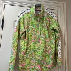 Lilly Pulitzer Pink and Green Half Zip